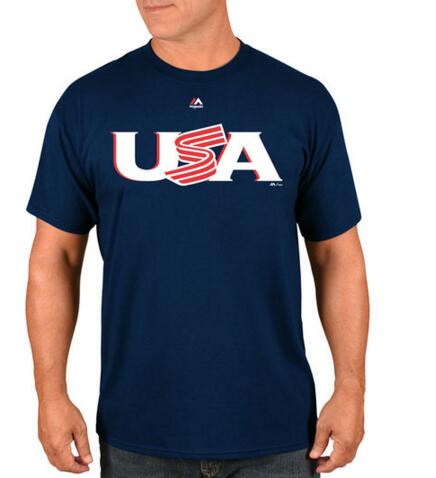 USA Baseball Majestic 2017 World Baseball Classic Wordmark T-Shirt Navy